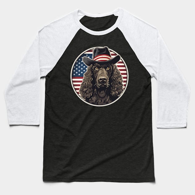 Irish Water Spaniel 4th of July Baseball T-Shirt by NatashaCuteShop